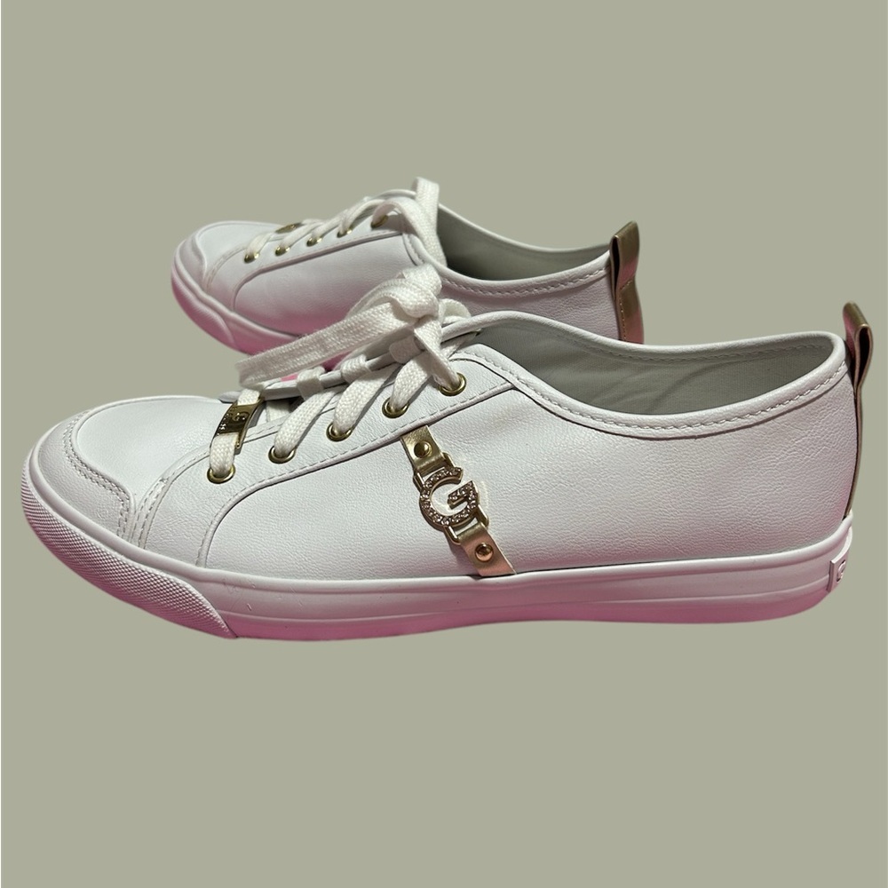 G by Guess Banx Gold and White Sneakers